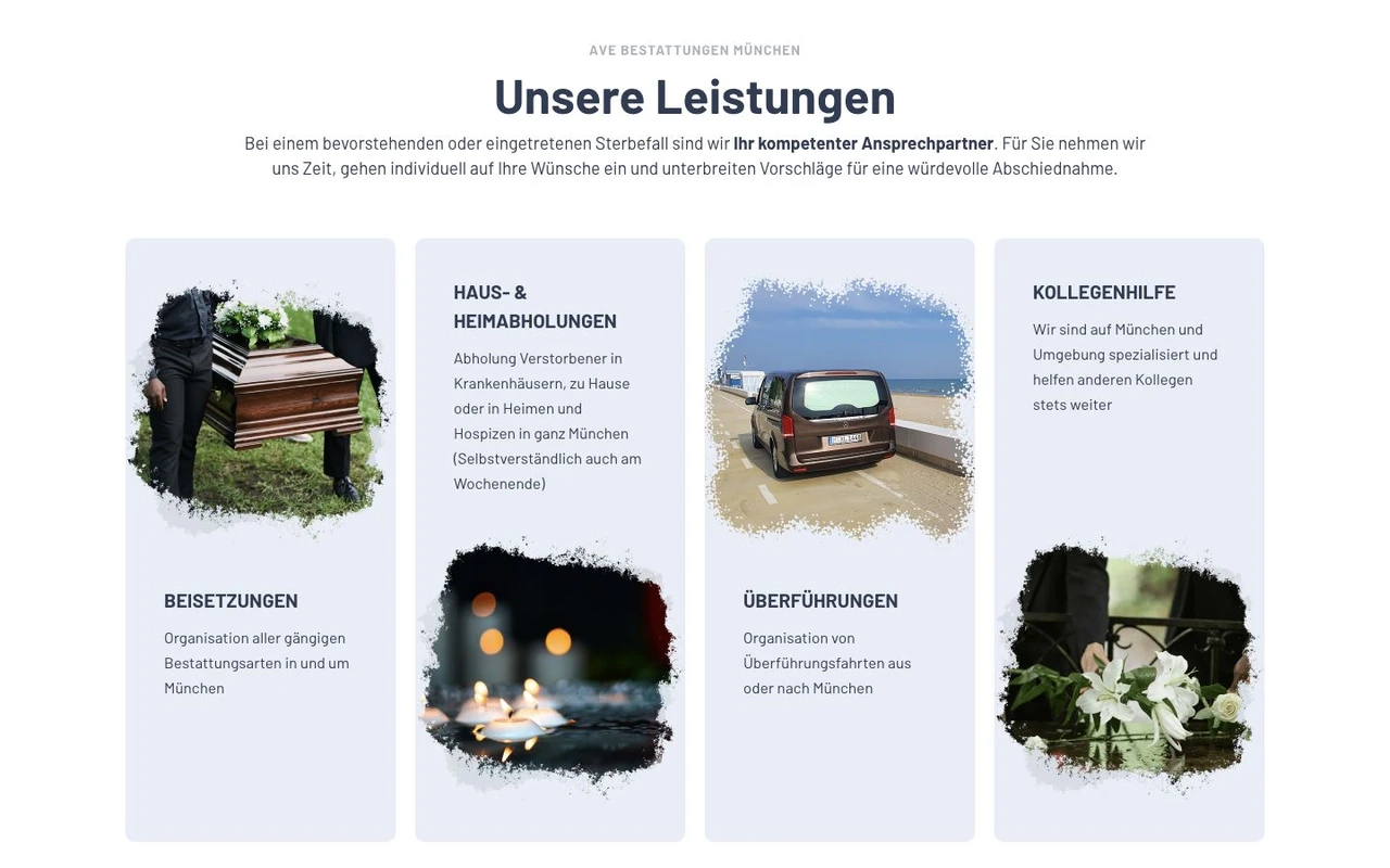 Leistungsbereich der AVE-Webseite