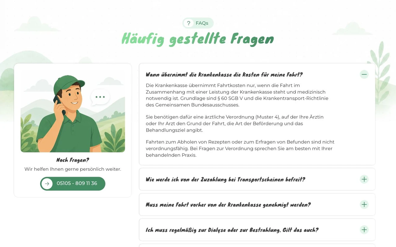 Häufige Fragen der Webseite von Deister Fahrdienste